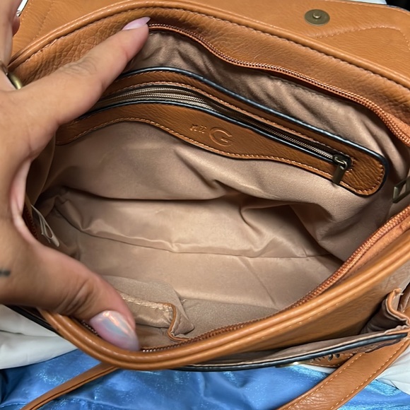 Faux leather tan crossbody bag boho - Picture 3 of 6